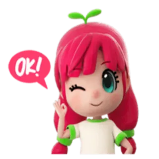 👌 OK! ok, aprovação, desenho animado, personagem, fofo, menina, piscadela, positivo telegram sticker