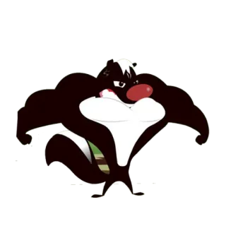 🍐 Мультик, Скунс, Мускулистый, Качает мускулы telegram sticker