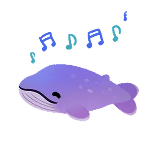 🐬 cá voi, âm nhạc, dễ thương, hoạt hình, động vật telegram sticker