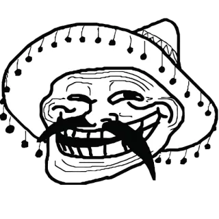 🤠 Trollface meme, troll, internet, funny, sombrero telegram sticker