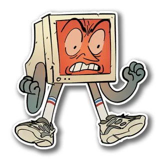 👺 computer, angry, cartoon, technology, character, vintage, retro telegram sticker
