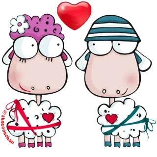 ❤ @shacootchap 羊, 愛, ハート, 漫画, 可愛い, 動物 telegram sticker