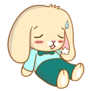 😓 Desenho animado, Coelho, Cansado, Fofo, Exausto telegram sticker
