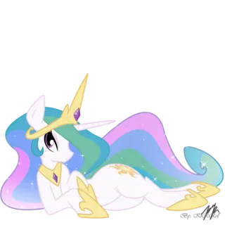 💄 Princess Celestia My Little Pony pony, cartone animato, sdraiato, carino, principessa, Celestia telegram sticker