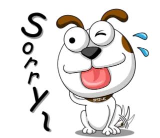 😜 Sorry! chien, dessin animé, désolé, excuse, mignon, gêné telegram sticker