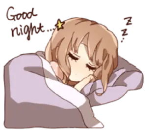😴 Good night... anime, sleeping, good night, tired, cute, cartoon telegram sticker