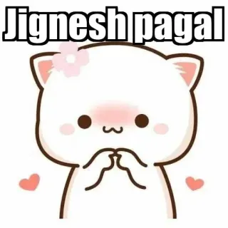 ⚜ Jignesh pagal Dessin animé, Mignon, Chat, Coeur, Kawaii whatsapp sticker