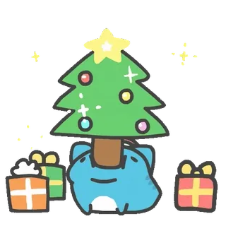 🎄 рождество, новогодняя елка, милый, подарки, праздничный, праздник whatsapp sticker