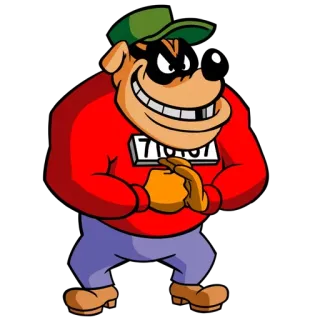 💰 Dessin animé, Méchant, Criminel, Cambrioleur, Narquois, Personnage telegram sticker