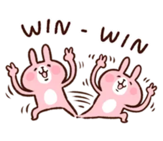 🐰 WIN - WIN króliki, wygrana, sukces, świętowanie, uroczy, zwycięstwo, zwierzę telegram sticker