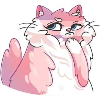 😦 кот, милый, стикер, пушистый, розовый, эмодзи whatsapp sticker