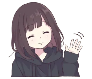 👋 garota anime, acenando, desenho animado, amigável, saudação telegram sticker