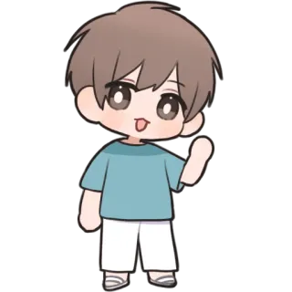 ✋ 만화, 소년, 귀여운, 캐릭터, 애니메이션, 친근한, 손 흔드는 telegram sticker