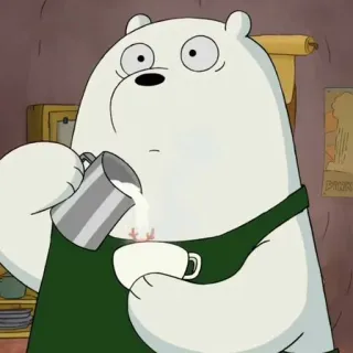 🧿 Ice Bear We Bare Bears kartun, beruang kutub, celemek, kopi, seni latte, susu, We Bare Bears telegram sticker