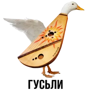 🐥 ГУСЛЬЛИ duck, gusli, musical instrument, slavic, bird whatsapp sticker