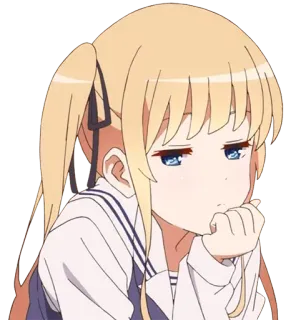 😒 anime, gadis, pirang, cemberut, ekspresi, kartun, karakter telegram sticker