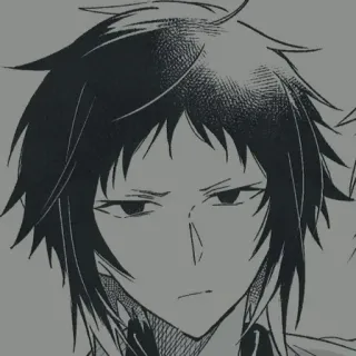 ♠ Akutagawa Bungou Stray Dogs Anime, Manga, Personnage, Portrait, Monochrome telegram sticker