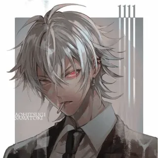 🚬 AOHITSugi SAMATOKI Аниме, Курение, Мужчина, Костюм, Сигарета, Красные глаза, Галстук telegram sticker