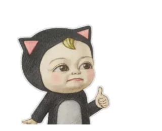 👍 bebê, gato, fantasia, fofo, joinha whatsapp sticker