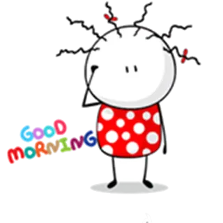 ✋ GOOD MORNING Dzień dobry, Kreskówka, Pozdrowienia, Czerwony, Kropki telegram sticker