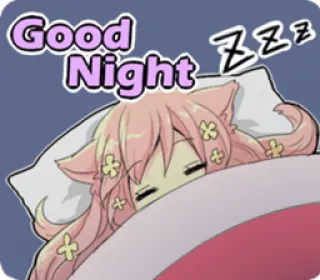 😴 Good Night chúc ngủ ngon, giấc ngủ, cô gái mèo, anime, kawaii, đang ngủ telegram sticker