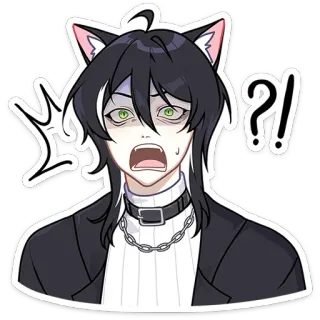 😨 애니메이션, 스티커, 충격, 만화, 고양이 귀, 귀여운, 놀란 telegram sticker
