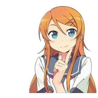 👆 Anime, Chica, Uniforme escolar, Sonrisa, Feliz telegram sticker