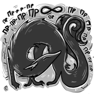 😻 пр-пр-пр หมาป่า, หาง, วงกลม, สีเทา, สัตว์ telegram sticker