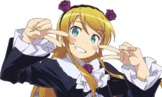 😬 anime, girl, cute, smiling, peace sign telegram sticker