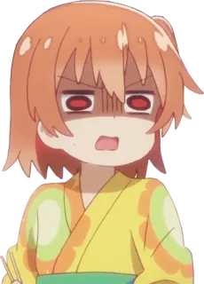 😨 Anime, Marah, Gadis, Yukata, Mata merah telegram sticker