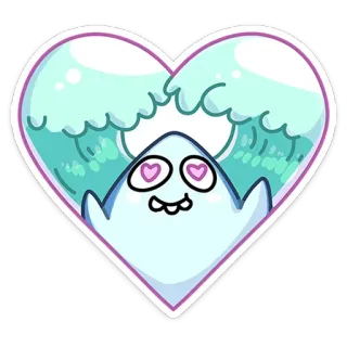 ❤️ fantasma, corazón, lindo, amor, dibujos animados, kawaii telegram sticker