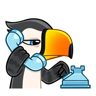 ☎ tucano, pássaro, telefone, comunicação, desenho animado, animal telegram sticker