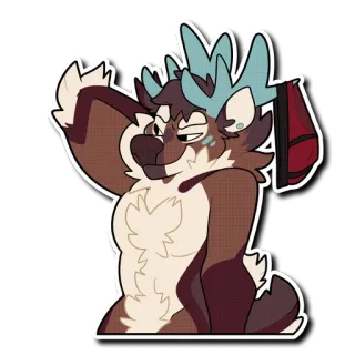 😘 cerf, poilu, anthropomorphe, dessin animé, animal telegram sticker