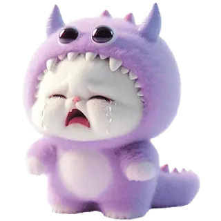 😩 猫, 哭, 怪物, 伤心, 紫色, 可爱, 眼泪 telegram sticker