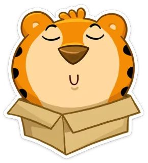 📦 고양이, 호랑이, 상자, 동물, 졸린, 귀여운 telegram sticker