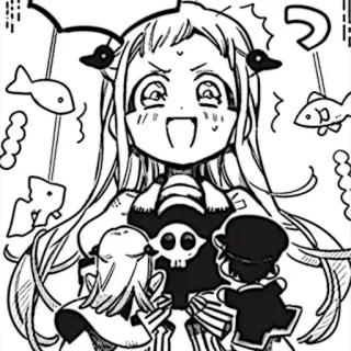 🩹 っ Anime, Manga, Dibujos animados, Lindo, Kawaii, Pez, Cráneo, Alegre telegram sticker