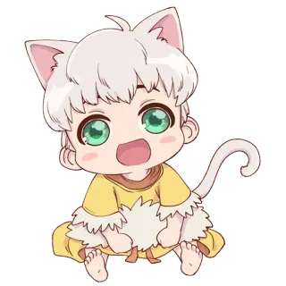 😳 고양이, 애니메이션, 귀여운, 치비, 귀, 꼬리, 만화 telegram sticker
