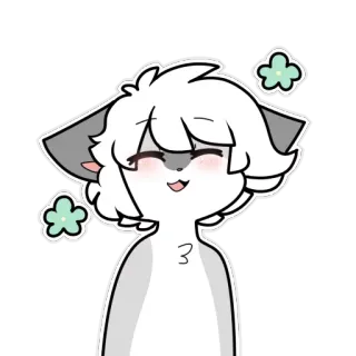 😄 Desenho animado, Fofo, Anime, Cabelo Branco, Gato, Chibi, Kawaii telegram sticker
