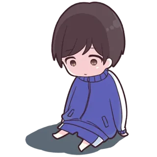 😞 chibi, anime, boy, sitting, cute, cartoon telegram sticker