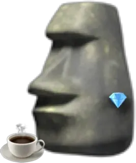 🗿 โมไอ, รูปปั้น, เพชร, กาแฟ, ถ้วย, เกาะอีสเตอร์ telegram sticker