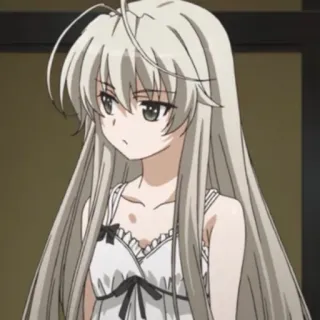 🥛 anime girl, gray hair, cartoon, white dress, female telegram sticker