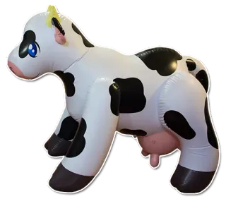 🐄 mucca, gonfiabile, animale, giocattolo, bianco e nero, animale da fattoria telegram sticker