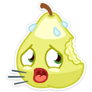 😵 pear, fruit, cartoon, emotion, sad, emoji telegram sticker