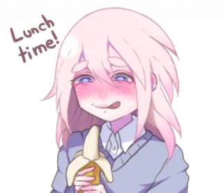 🍌 Lemon's Snack Gadis anime, Camilan, Pisang, Lucu, Tersipu, Kartun telegram sticker