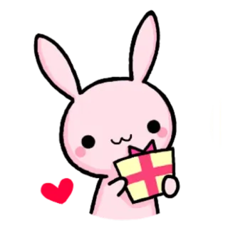 😘 lapin, cadeau, coeur, mignon, rose whatsapp sticker