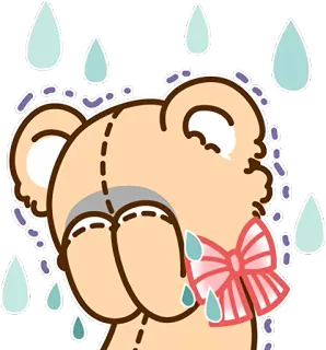 😰 难过, 熊, 哭, 眼泪, 雨, 可爱, 卡通 telegram sticker