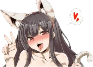 😝 anime, girl, catgirl, tongue, peace sign, love telegram sticker