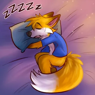 💤 ZZZZZ dormindo, desenho animado, raposa, cama, peludo, relaxante telegram sticker
