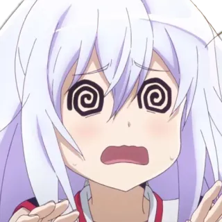 😨 Anime, Garota, chocada, olhos espiralados, Desenho animado telegram sticker