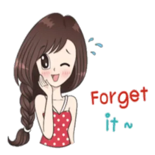 😅 Forget it ~ Dibujo animado, Chica, Olvido, Expresión, Lindo, Anime whatsapp sticker